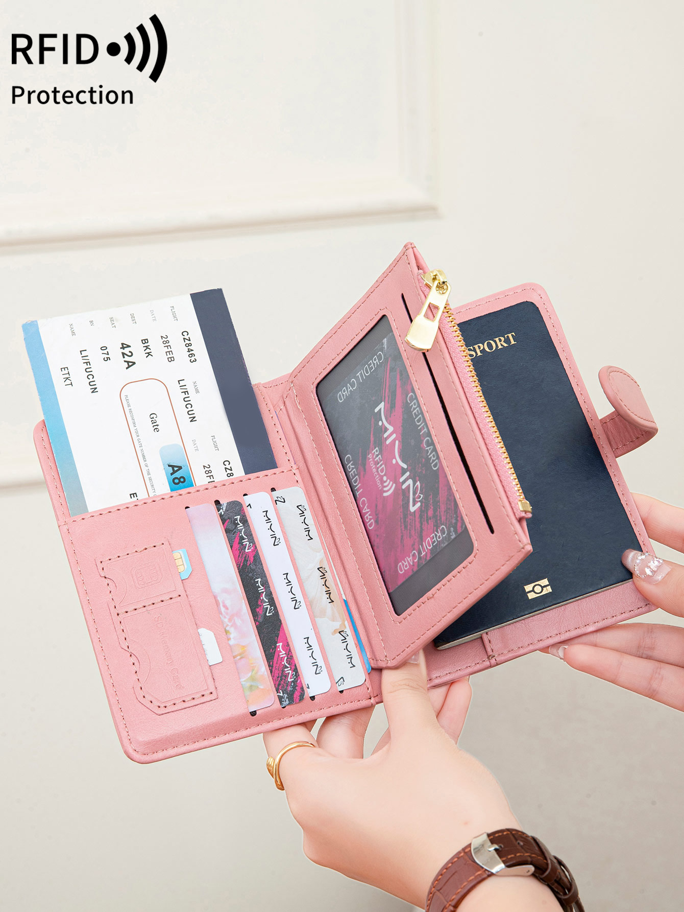 Travel Accessories Rfid - حقيبة جواز سفر متعددة الوظائف مضادة