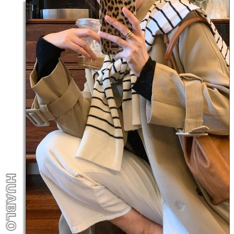 شال مخطط محبوك فاخر للنساء، وش - مراجعة Travel Accessories Neck وسعره