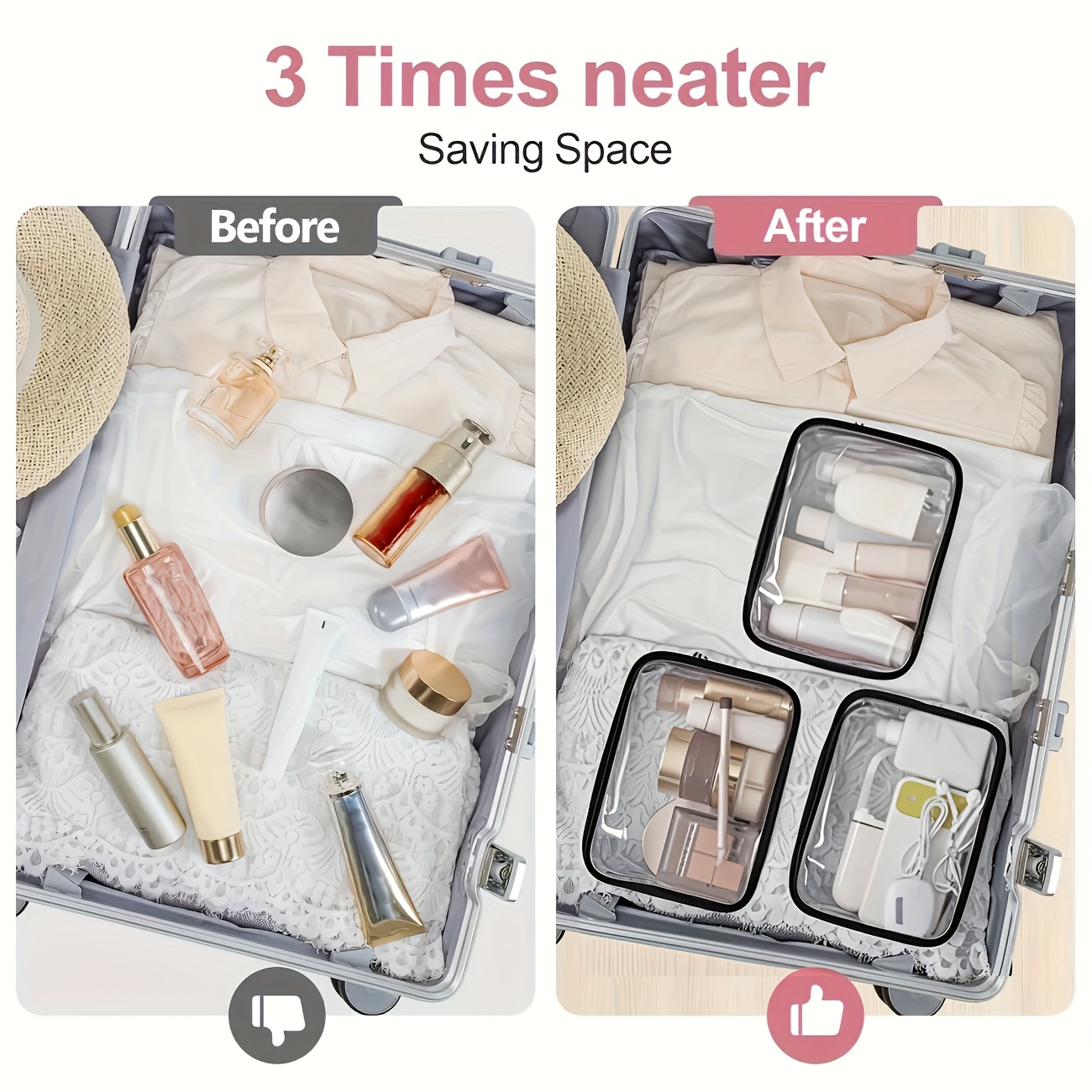 حقيبة مكياج شفافة قطعة واحدة،  - مراجعة Toiletry Bag Tsa وسعره