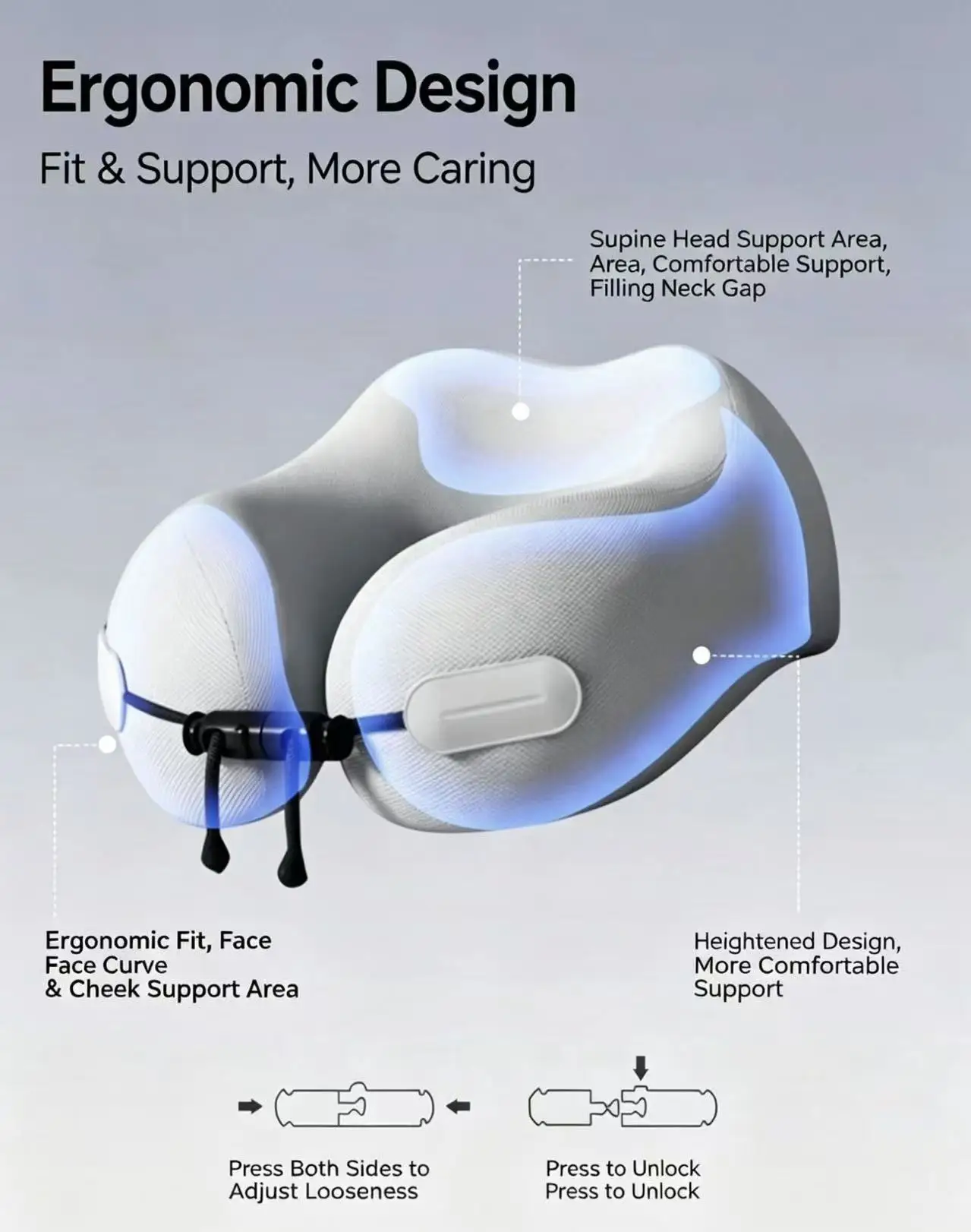 وسادة سفر على شكل حرف U مريحة  - مراجعة Neck Pillow Memory Foam وسعره